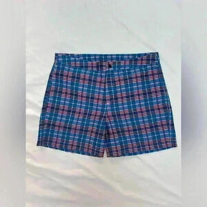 Bugatchi NEW Men’s Red White and Blue Plaid Textured Lightweight Swim Trunks